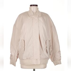 Ci Sono Padded Bomber Jacket Khaki Beige Size M Wind Resistant Cozy Pockets